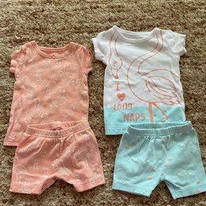 NWOT Carter’s two piece short sets 3-6 m